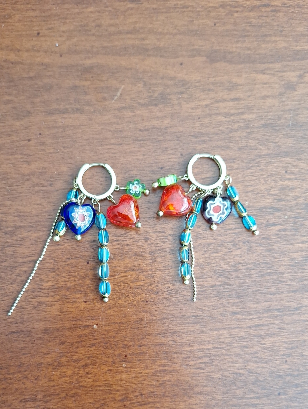 Dangling Bead Gold Tone Earrings